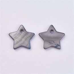 Perlemors stjerne, vedhæng, grå, 12mm, 4 stk.